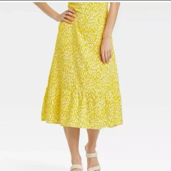 Who What Wear Women’s Yellow Tiered Midi Skirt Size XXL - Picture 1 of 8